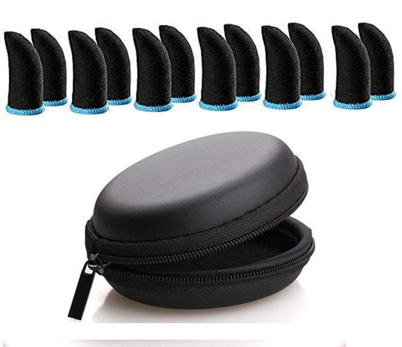 (12 قطعة مع حقيبة سوداء) غلاف إصبع مضاد للانزلاق للعبة ببجي، غلاف إصبع مقاوم للعرق للاستخدام الاحترافي على شاشة اللمس لألعاب الهاتف المحمول ببجي، قفازات متعددة الألوان