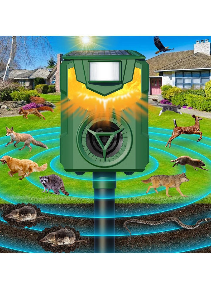 Generic 2025 Upgraded Solar Ultrasonic Animal Repellent Cat Raccoon Deer Coyote Squirrel Skunk Fox Armadillo Rat Deterrent with Motion Activated Waterproof LED Flash, Easy Setup for Outdoor Protection  - Image 1