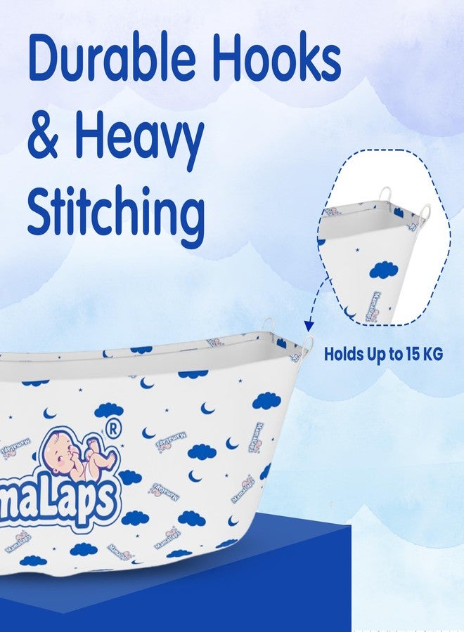 MamaLaps Cotton Swing for Baby with Mosquito Net | Foldable Khoyu Zoli Jhula | Soft Breathable Cloth for Newborns | Compact Travel-Friendly Baby Jholi with Safety Hooks - Image 2