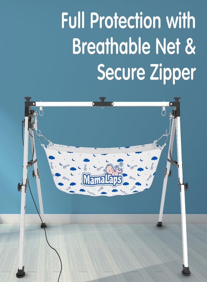 MamaLaps Cotton Swing for Baby with Mosquito Net | Foldable Khoyu Zoli Jhula | Soft Breathable Cloth for Newborns | Compact Travel-Friendly Baby Jholi with Safety Hooks - Image 4