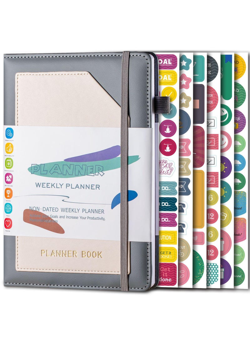 إسكدنيا خطة خطة خطة خطة الأسبوع A5 دفتر الملاحظات ، بما في ذلك 6 ملصقات الخطة - Image 1