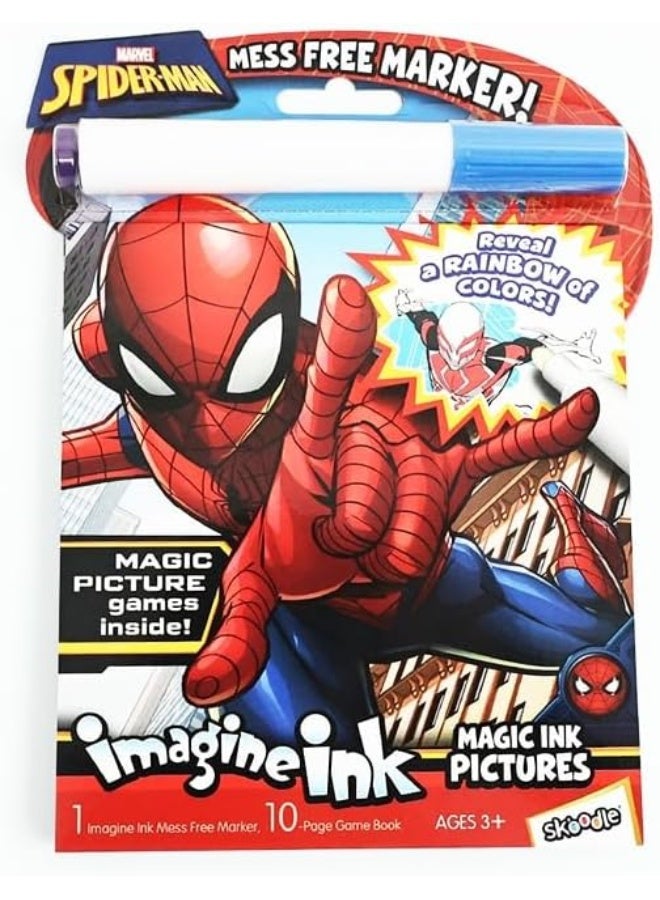 SKOODLE Disney Magic Ink Pictures Coloring Activity Books with Mess Free Marker(Spider-Man) Early Education Doodle Painting Toys for Kids 3+years - Image 1