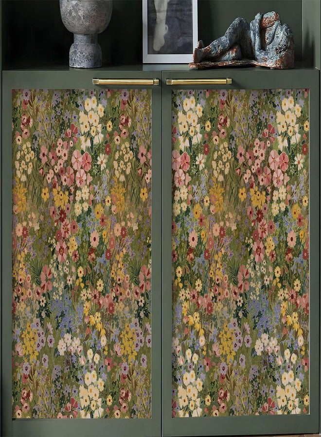 Vintique Floral Wallpaper Peel and Stick Boho Wall Paper Removable Waterproof Green Petal Pattern Contact Paper for Bedroom, Bathroom, Home Wall 17.3" x 118" - Image 4