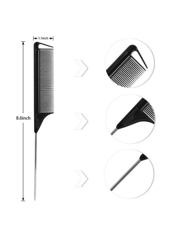Kunihiko Rat Tail Combs Teasing Comb3Pack Rat Tail Combs Sethair Stylists Styling Comblong Steel Pin Rat Tail Teasing Combparting Combs For Women Great For All Hair Types(Black） - Image 4