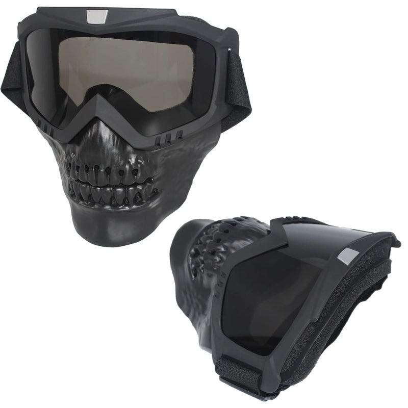 CROSSBODY Skull Motorcycle Goggles with Removable Face Maskï¼ŒAnti-UV Adjustable MX Riding Offroad Cycling Motorbike Protective Glasses Dirt Bike ATV Motocross Eyewear Racing Combat Tactical Goggles - Image 4