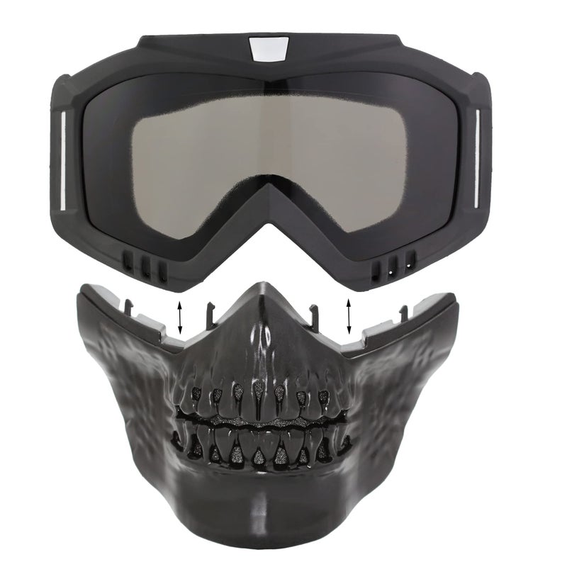 CROSSBODY Skull Motorcycle Goggles with Removable Face Maskï¼ŒAnti-UV Adjustable MX Riding Offroad Cycling Motorbike Protective Glasses Dirt Bike ATV Motocross Eyewear Racing Combat Tactical Goggles - Image 5