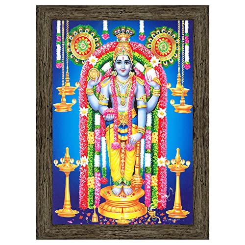 Indianara Lord Guruvayurappan Painting (4339EBY) -Synthetic Fame, 10 x 13 Inch, Multicolor - Image 1