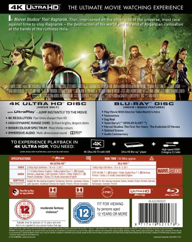Disney Thor Ragnarok 4K Including 2D BluRay 2017 Region Free 4K UHD - Image 3