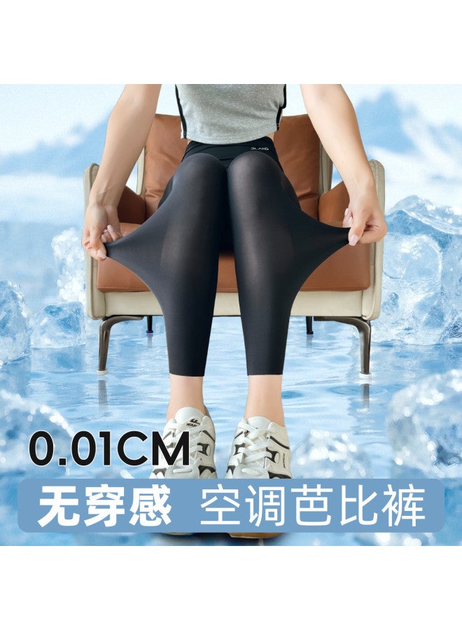 PLANDOO Cool-Touch Icy Sheer Shark Pants For Women, Summer High-Waisted Lifting Wearable Milk-Skin Yoga Leggings - Image 3