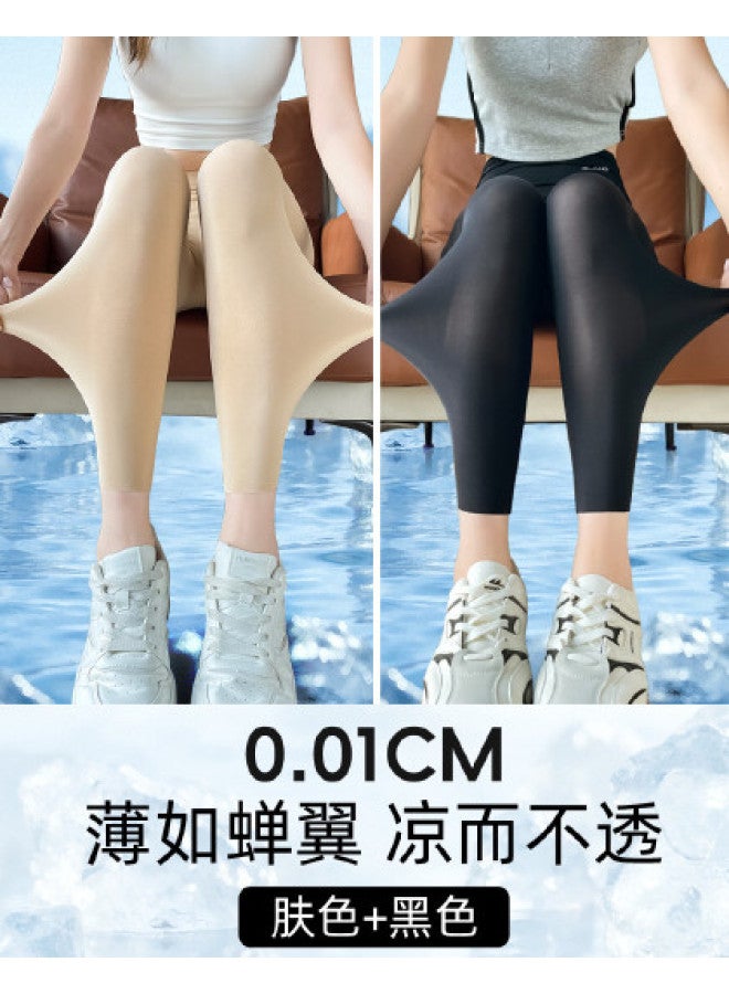 PLANDOO Cool-Touch Icy Sheer Shark Pants For Women, Summer High-Waisted Lifting Wearable Milk-Skin Yoga Leggings - Image 1