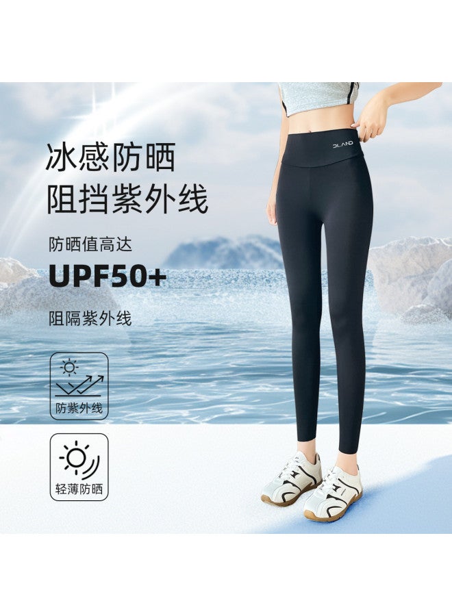 PLANDOO Cool-Touch Icy Sheer Shark Pants For Women, Summer High-Waisted Lifting Wearable Milk-Skin Yoga Leggings - Image 4