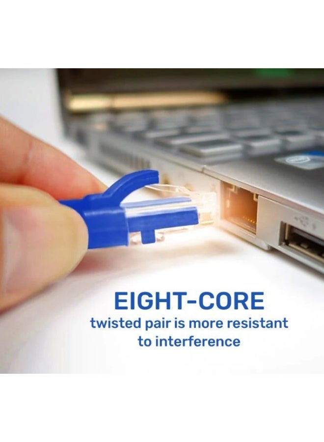 كابل CAT6 UTP أزرق بطول 305 متر، كابل بالجملة، 23 AWG للاتصالات والشبكات - (UTP) كابل Cat 6 ذاتي اللف عالي السرعة، يتضمن 6 مقابس RJ45 (CAT6 UTP عادي، 305 متر) - Image 2