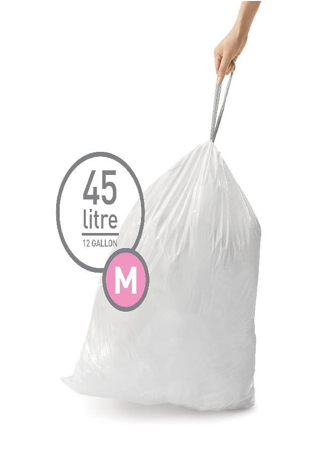 simplehuman - simplehuman Code M Custom Fit Drawstring Trash Bags in Dispenser Packs, 100 Count, 45 Liter / 11.9 Gallon, White - Image 1
