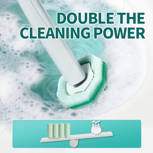 MNWHUC Disposable Toilet Brush, Toilet Bowl Cleaning System with 48 Count Wand Refill, Clean Brush Starter Kit with 1 Toilet Wand, 1 Storage Caddy and 1 wall Sticker (White) - Image 3