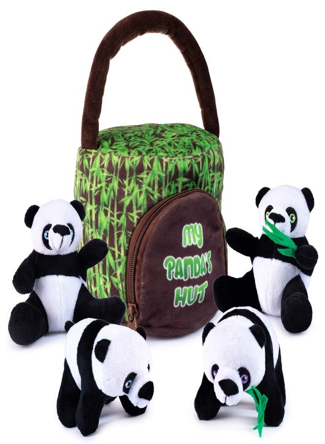 Plush Creations My Talking Panda's Hut Plush Toy Set | Includes 4 Interactive Panda Plush Toys & Panda Hut Carrier | Great Gift for Kids - Image 1