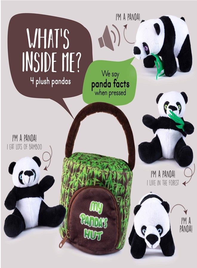 Plush Creations My Talking Panda's Hut Plush Toy Set | Includes 4 Interactive Panda Plush Toys & Panda Hut Carrier | Great Gift for Kids - Image 2