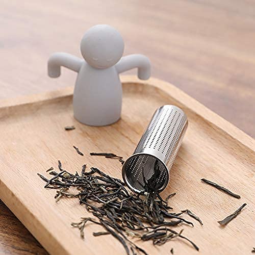 Leden Tea Infuser for Loose Leaf Tea Cute Tea Strainer Ball Stainless Steel Extra Fine Mesh Tea Steeper Filter for Cup Mug Silicone Handle Grey - Image 4