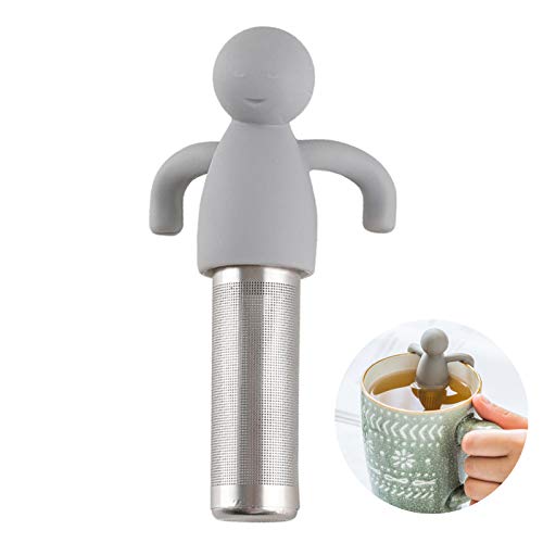 Leden Tea Infuser for Loose Leaf Tea Cute Tea Strainer Ball Stainless Steel Extra Fine Mesh Tea Steeper Filter for Cup Mug Silicone Handle Grey - Image 1
