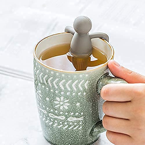 Leden Tea Infuser for Loose Leaf Tea Cute Tea Strainer Ball Stainless Steel Extra Fine Mesh Tea Steeper Filter for Cup Mug Silicone Handle Grey - Image 2