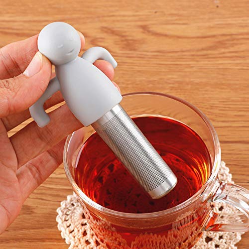 Leden Tea Infuser for Loose Leaf Tea Cute Tea Strainer Ball Stainless Steel Extra Fine Mesh Tea Steeper Filter for Cup Mug Silicone Handle Grey - Image 3
