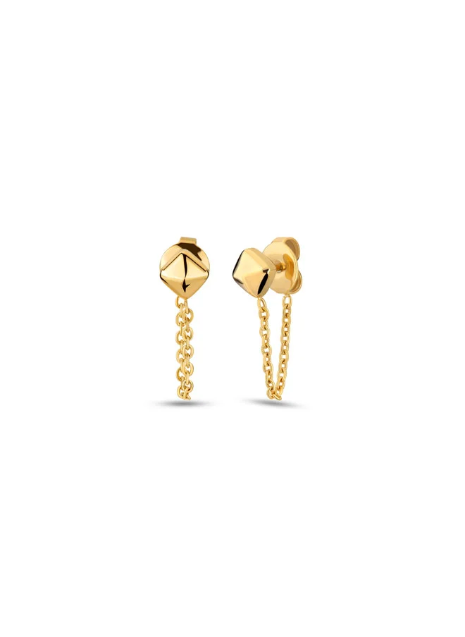 POLICE Sofya Gold Plated Pyramid Earrings with Back Chain for Women's