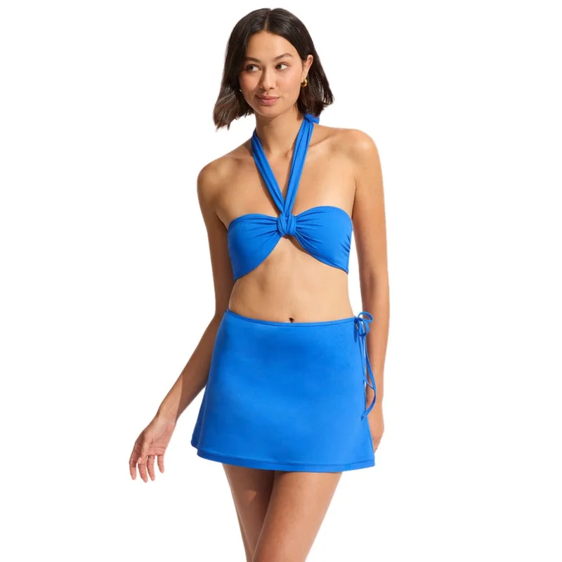 Seafolly  Seafolly Collective Sash Tie Front Bandeau Bikini Top In Azure for Women | Best Price UAE