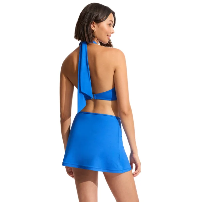 SEAFOLLY Seafolly Collective Sash Tie Front Bandeau Bikini Top In Azure