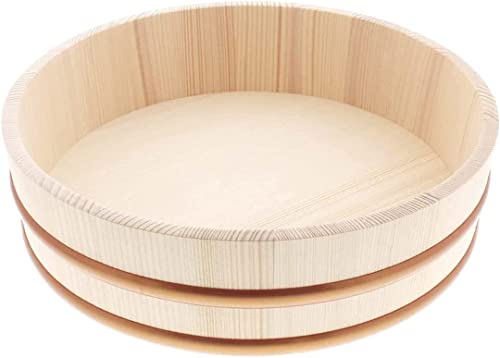 TIKUSAN Wooden Hangiri Sushi Rice Mixing Tub PP Band Made in Japan Made of Momi Fir Sushi Rice Bowl Sushi Oke 13 - Image 1