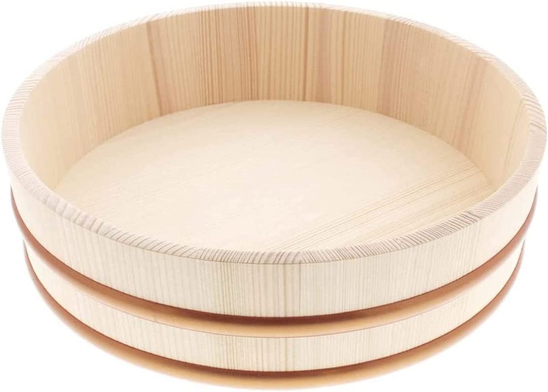 TIKUSAN Wooden Hangiri Sushi Rice Mixing Tub PP Band Made in Japan Made of Momi Fir Sushi Rice Bowl Sushi Oke 13 - Image 2