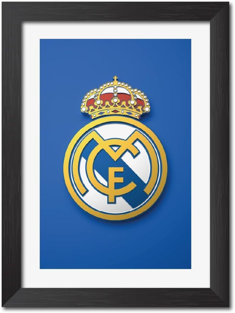 EMODA Real Madrid FC Textured Logo Wall Art – Unframed UV Canvas Print, Football Fan Memorabilia, Bedroom, Office, Living Room Decor, 20×30 cm - Image 1