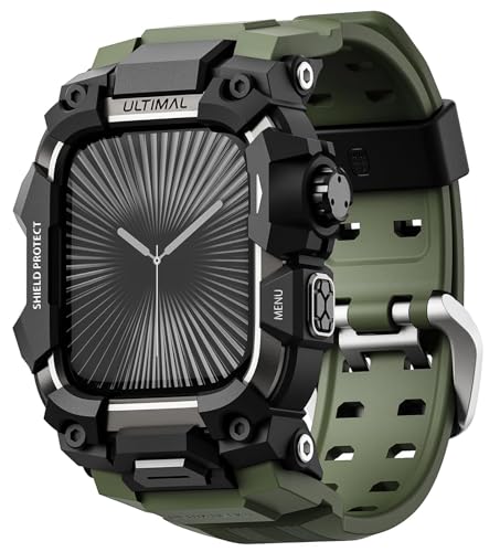 ULTIMAL Rugged Case with Band for Apple Watch 46mmCompatible with Apple Watch Series 1110 Military Grade Shockproof Bumper Cover for iWatch Tactical Band Men Army Green 46mm - Image 1
