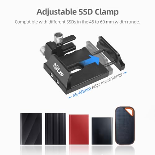 Nitze Universal SSD Mount for Samsung T5 / T7 / T7 Shield / T9 and SanDisk, with USB-C Cable Clamp, Compatible with 45 to 60mm Wide SSDs - N42C - Image 3