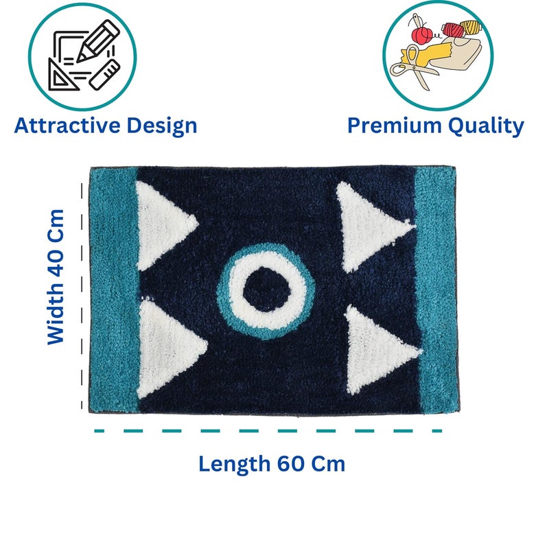 HOMECROWN Cotton Microfiber Anti Slip Bathmat Quick Dry Water Absorbent Mat 40 x 60 cm Blue - Image 2