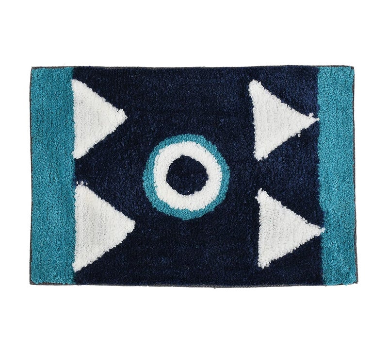 HOMECROWN Cotton Microfiber Anti Slip Bathmat Quick Dry Water Absorbent Mat 40 x 60 cm Blue - Image 3