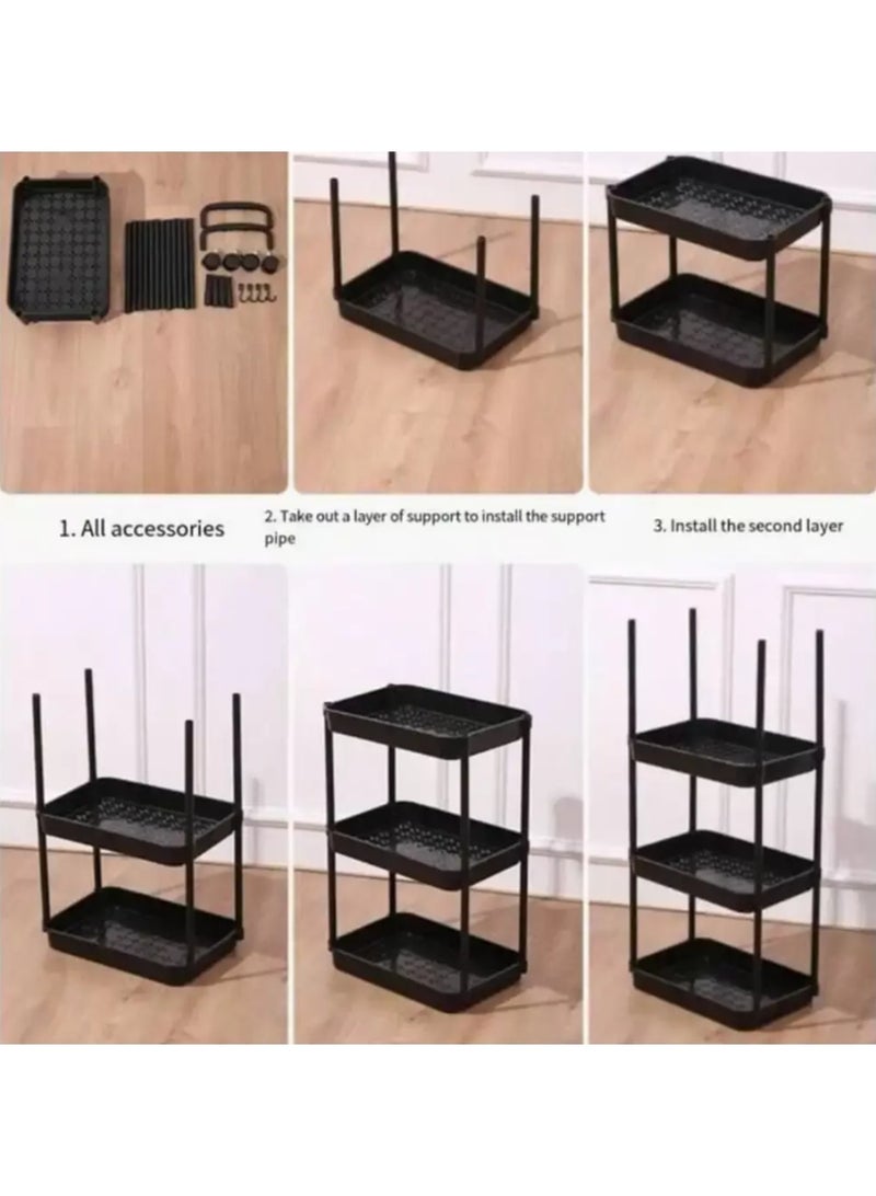 Kimaya 4 Tier Slim Storage Cart,Rolling Storage Cart,Narrow Shelf,Bathroom Rack,Mobile Shelving Unit Organizer for Kitchen, Bathroom, Laundry Room, Black - Image 3