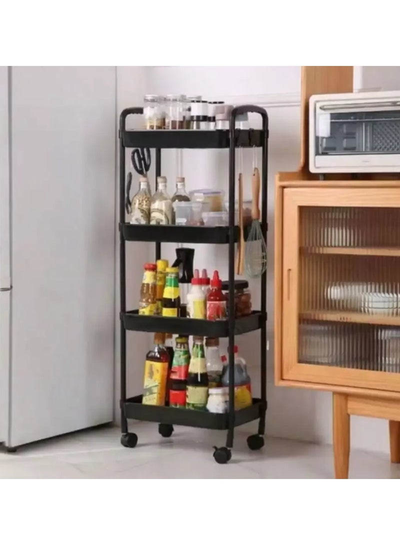 Kimaya 4 Tier Slim Storage Cart,Rolling Storage Cart,Narrow Shelf,Bathroom Rack,Mobile Shelving Unit Organizer for Kitchen, Bathroom, Laundry Room, Black - Image 1