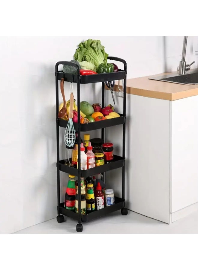 Kimaya 4 Tier Slim Storage Cart,Rolling Storage Cart,Narrow Shelf,Bathroom Rack,Mobile Shelving Unit Organizer for Kitchen, Bathroom, Laundry Room, Black - Image 2