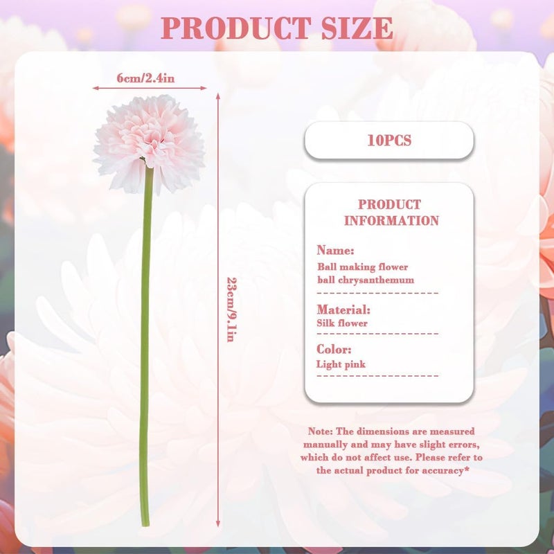 HASTHIP ® 10pcs Artificial Chrysanthemum Flowers, 9'' Realistic Realistic Pink Fabric Chrysanthemum Bouquet for Dining Table Setting, Room Decor, Flower Arrangement, Diwali Festive Decor - Image 2