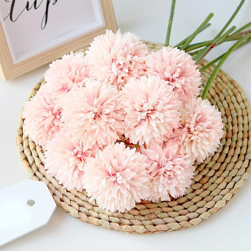 HASTHIP ® 10pcs Artificial Chrysanthemum Flowers, 9'' Realistic Realistic Pink Fabric Chrysanthemum Bouquet for Dining Table Setting, Room Decor, Flower Arrangement, Diwali Festive Decor - Image 1