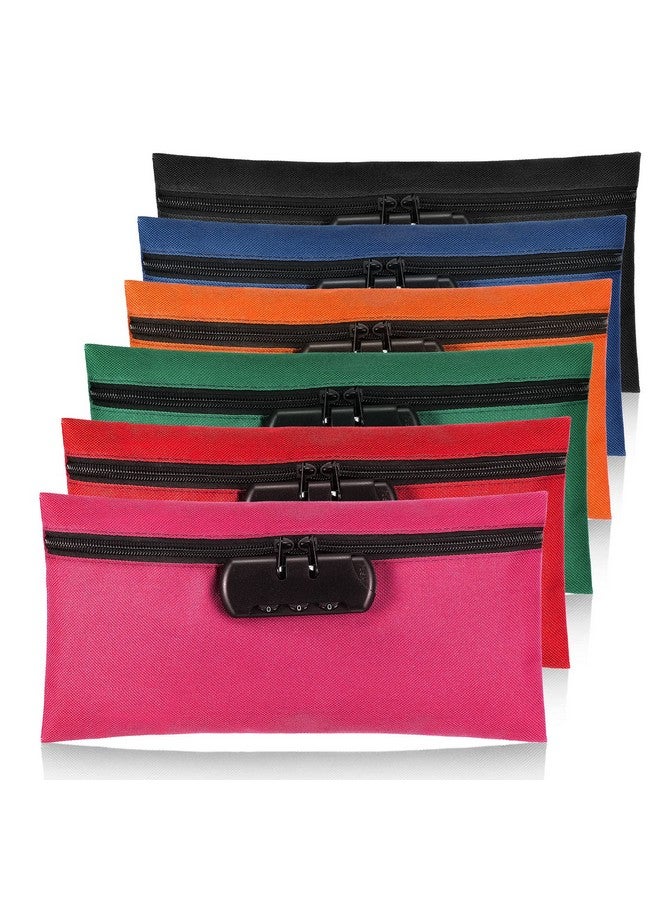 LEIFIDE 6 Pcs Money Bag With Lock 11 X 5.5 Inches Locking Accessories Pouch Lockable Bag Locking Storage Bag Cash Bag With Lock And Zipper Closure For Storing Coins Checks Documents (Colorful Oxford Cloth) - Image 1