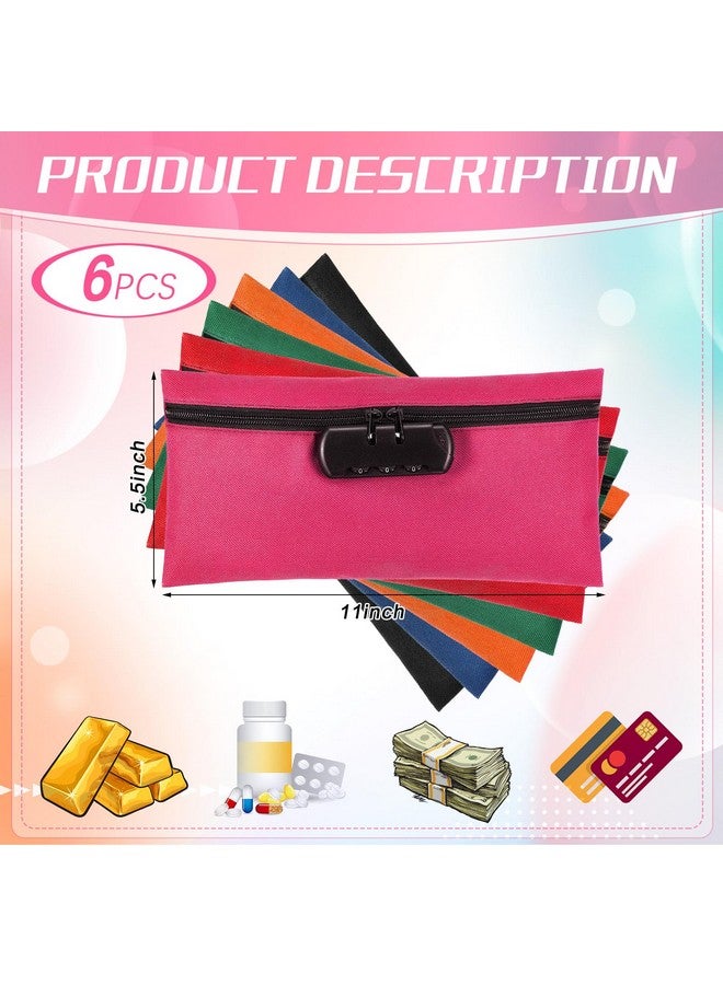 LEIFIDE 6 Pcs Money Bag With Lock 11 X 5.5 Inches Locking Accessories Pouch Lockable Bag Locking Storage Bag Cash Bag With Lock And Zipper Closure For Storing Coins Checks Documents (Colorful Oxford Cloth) - Image 2
