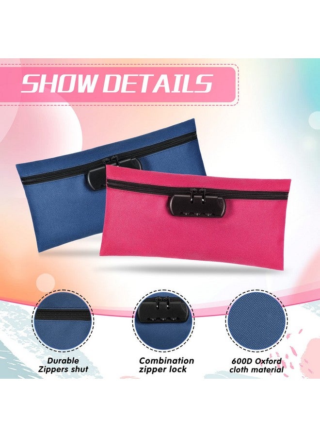 LEIFIDE 6 Pcs Money Bag With Lock 11 X 5.5 Inches Locking Accessories Pouch Lockable Bag Locking Storage Bag Cash Bag With Lock And Zipper Closure For Storing Coins Checks Documents (Colorful Oxford Cloth) - Image 3