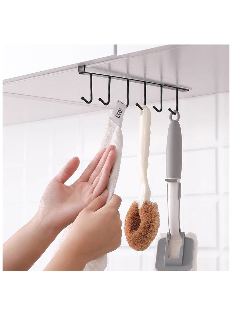 Hooks Cup Holder Hanger Under Cabinet Hang Kitchen Cabinet Under Shelf Storage Rack Organizer - Image 2