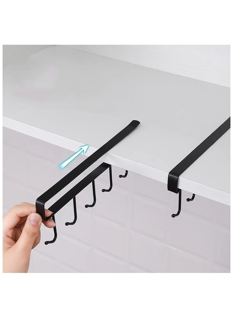 Hooks Cup Holder Hanger Under Cabinet Hang Kitchen Cabinet Under Shelf Storage Rack Organizer - Image 3