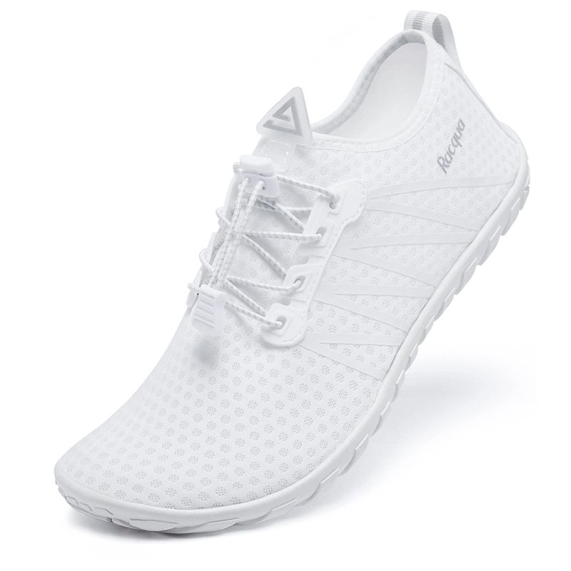 Racqua Men&Women Water Shoes Breathable Barefoot Pool Shoes Outdoor Windsurfing Beach Volleyball Sailing Beach Swim Shoes White 7.5 Women/6.5 Men - Image 1