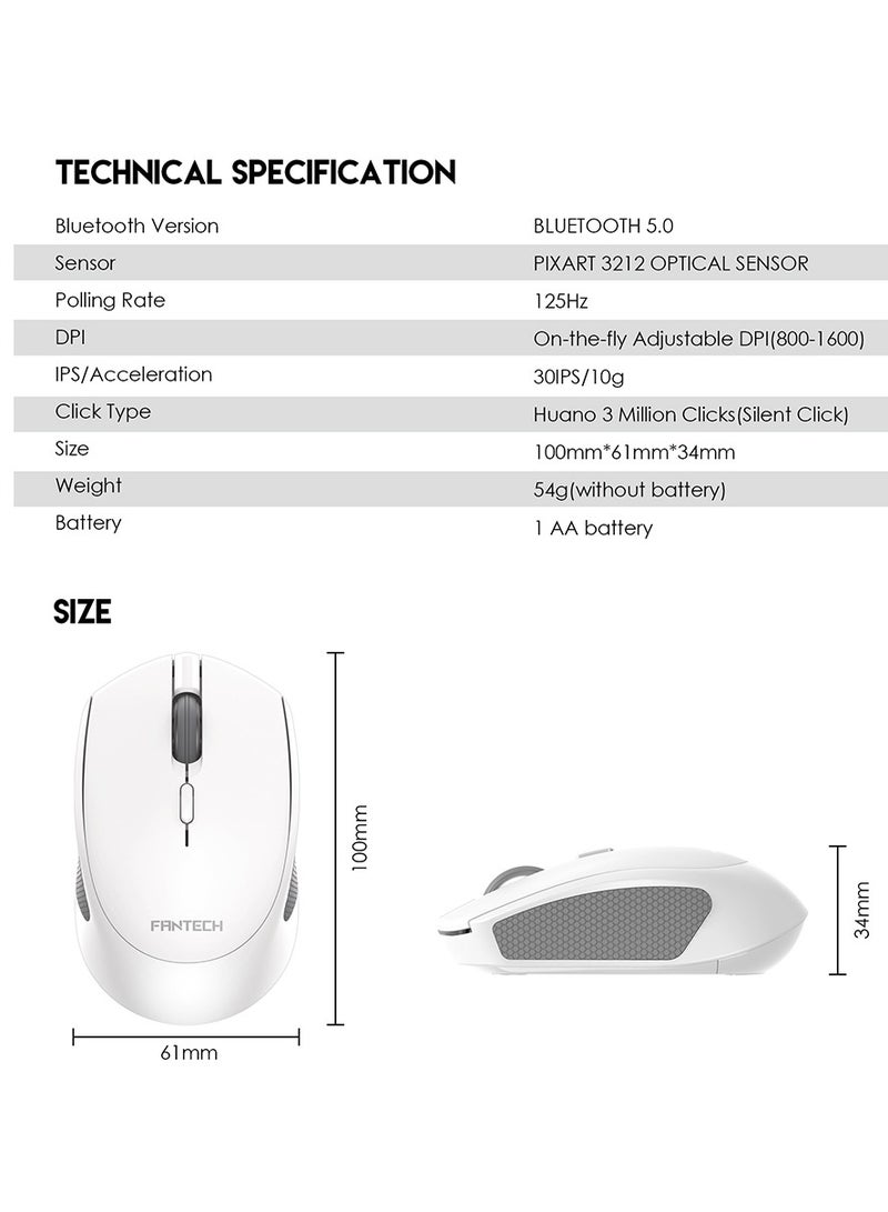 FANTECH FANTECH W190  Dual Mode ( Bluetooth  &  Wireless 2.4GHz ), Premium Silent Switches  – Lightweight – Left + Right Hand Support – Support Mac & Win - Image 5
