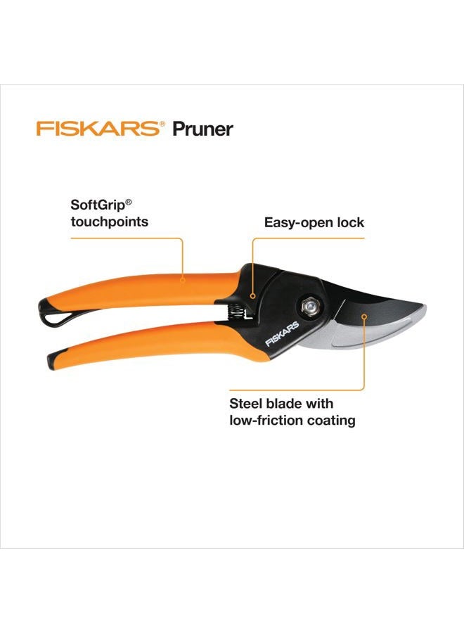 Fiskars مقص تقليم بypass، سعة قطع 5/8 بوصة، مقص يدوي SoftGrip للأيدي الصغيرة، الشفرة تبقى حادة مع الاستخدام المكثف مع طلاء مقاوم للصدأ ومنخفض الاحتكاك - Image 2