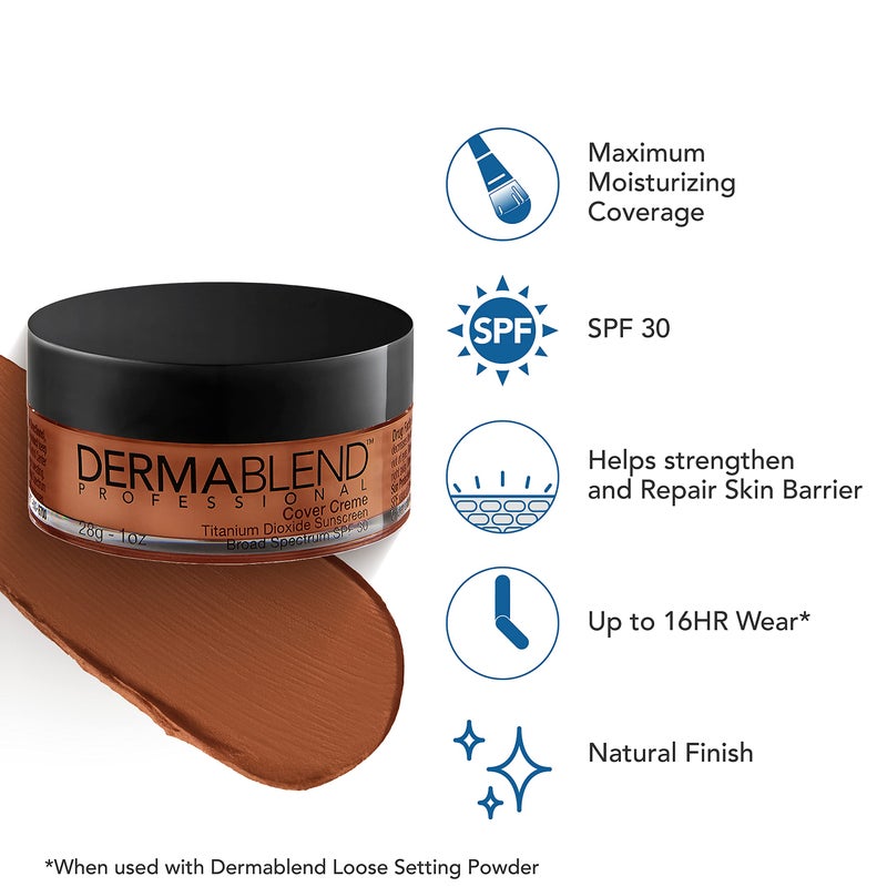 Dermablend Cover Creme High Coverage Foundation with SPF 30, 70W Olive Brown, 1 Oz. - Image 3