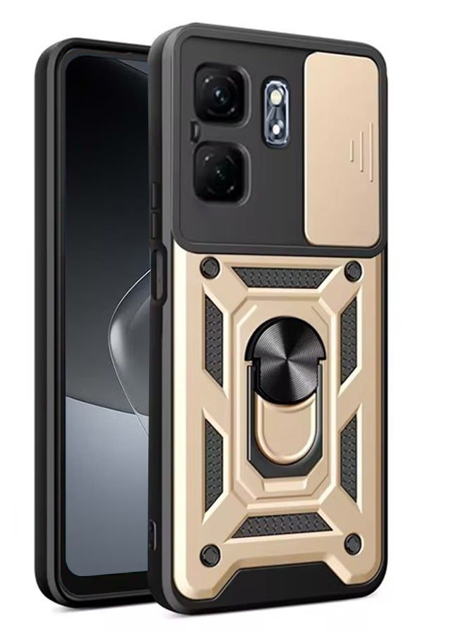 ملحقات غطاء حماية لهاتف Infinix Hot50i 4G مع حماية عدسة الكاميرا، غطاء خلفي مضاد للخدش ومضاد للصدمات وبصمات الأصابع مع حامل حلقي مغناطيسي للسيارة 360 درجة - Image 1