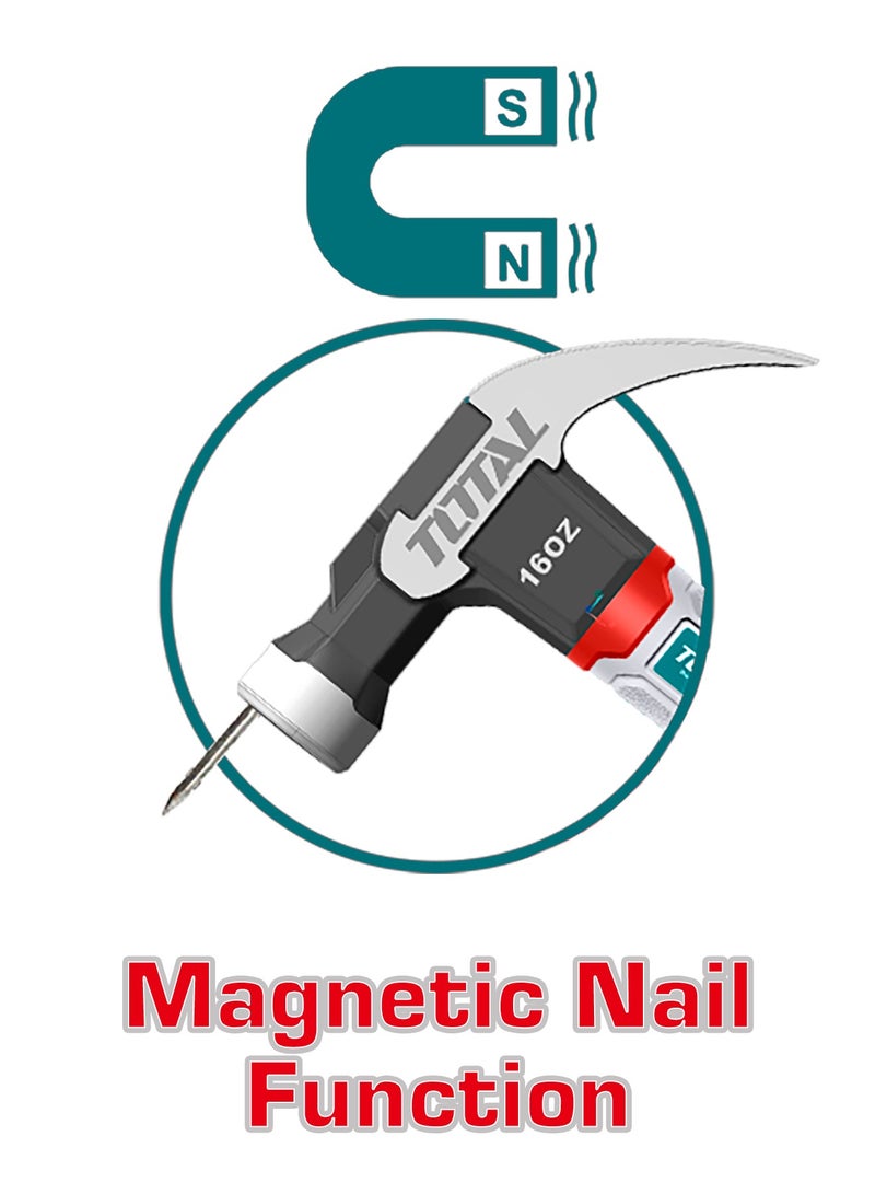 توتال طقم مطارق من توتال مكوّن من ٤ قطع، يشمل مطرقة مخلبية، ومطرقة ميكانيكي، ومطرقة حجر، ومطرقة مطاطية، برؤوس مطروقة ومقابض من الألياف الزجاجية - Image 3